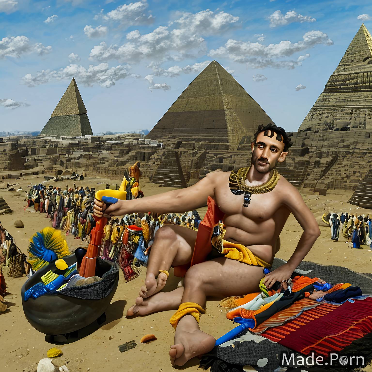 50 gay morning fisheye papuan Pyramids of Giza, Egypt surrealism