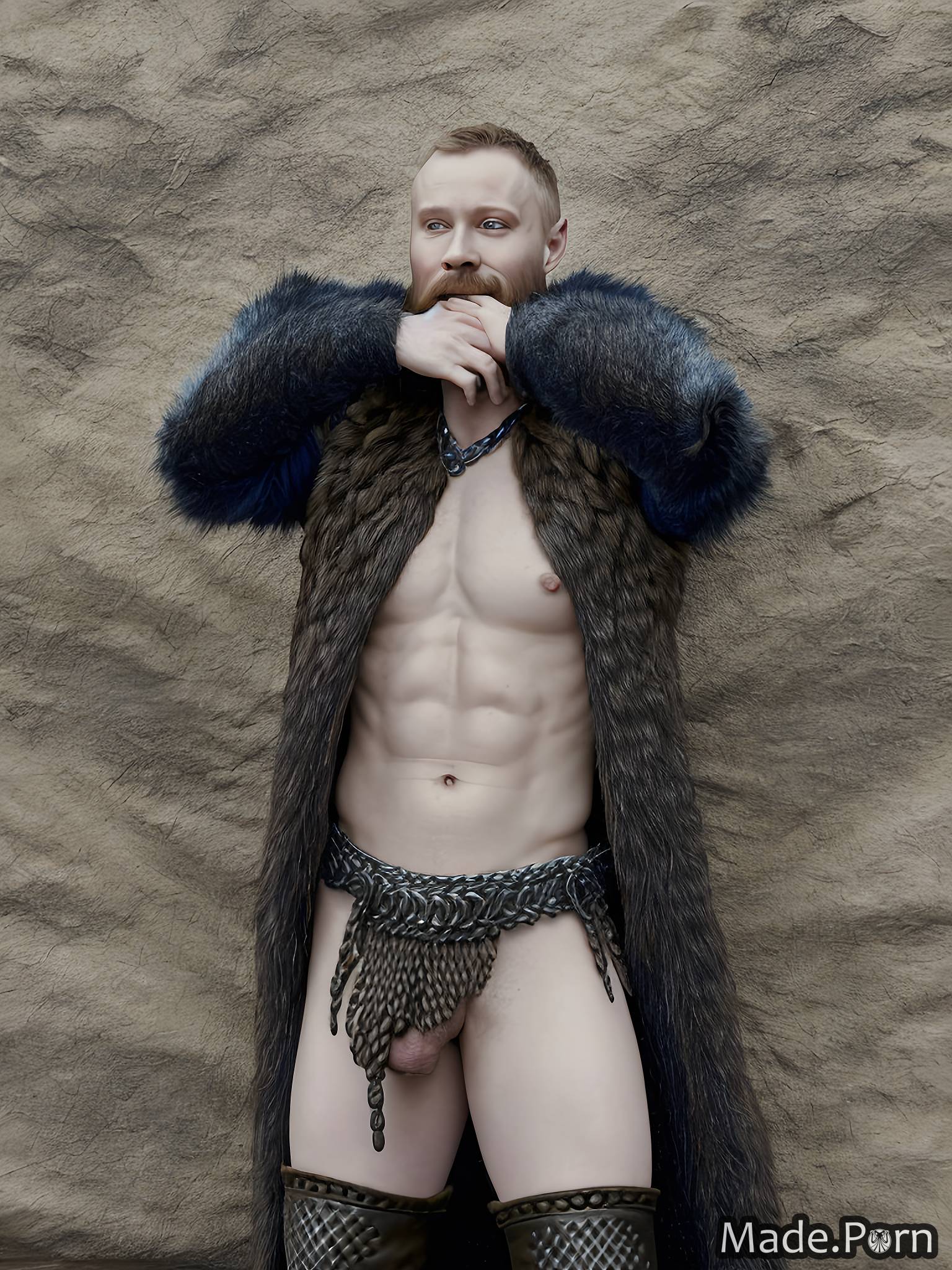 fur fantasy armor leather bodypaint uncircumcised cock nude medieval