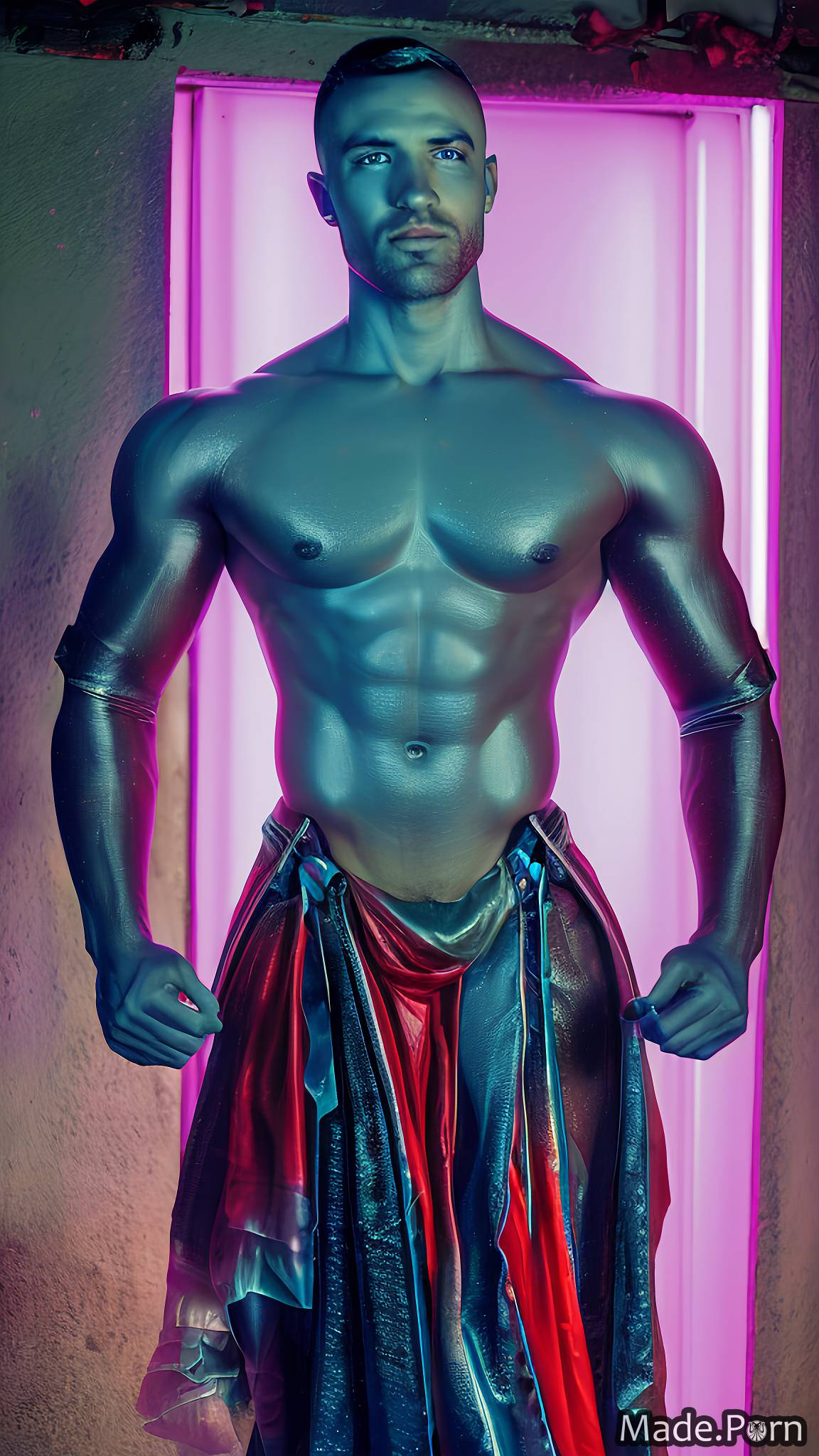 muscular bodybuilder sapphire purple cyborg gay transparent